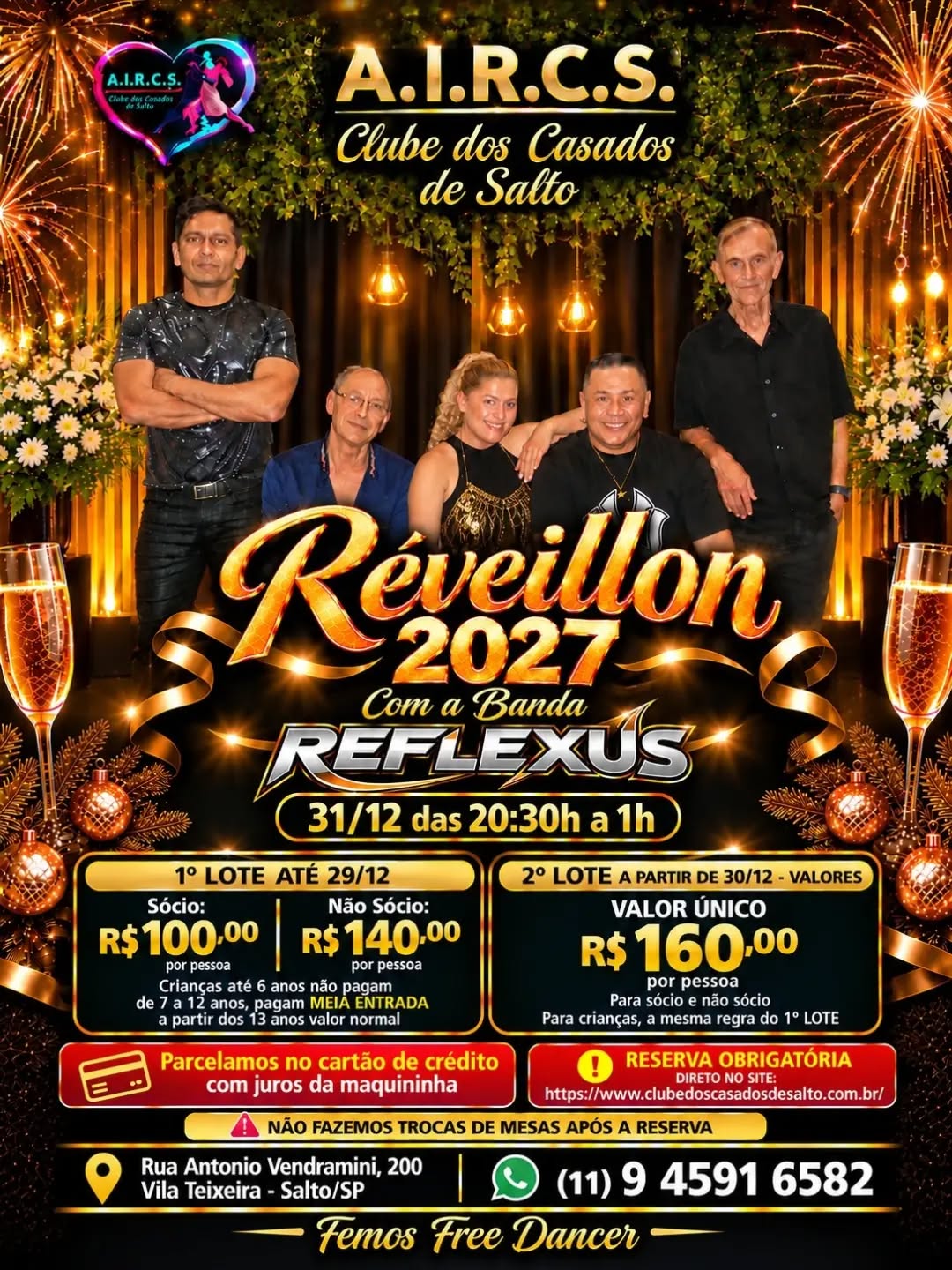 Baile de Réveillon 2027 com a Banda Reflexus